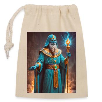 Ptah, dieu à la peau bleue, tenant un sceptre - Sac cadeau en coton avec cordon (14 x 20 cm) - nature - Devant