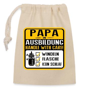 Papa in Ausbildung Baby Humor Design - Verschließbarer Geschenkbeutel aus Baumwolle (14x20cm) - Natur - Vorne