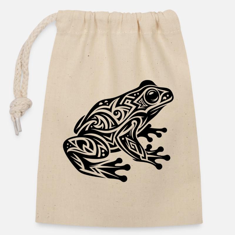 frog tattoo - Closable cotton gift bag (14x20cm) - nature