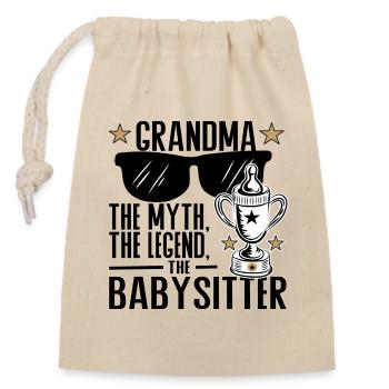 Grandma – The Myth, the Legend, the Babysitter - Closable cotton gift bag (14x20cm) - nature - Front