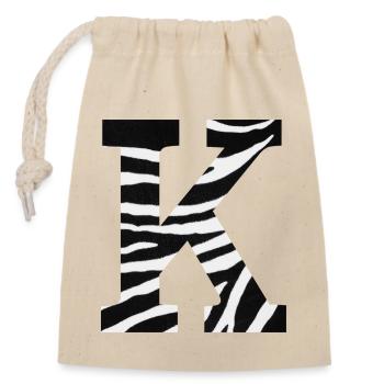 Letter k zebra - Closable cotton gift bag (14x20cm) - nature - Front