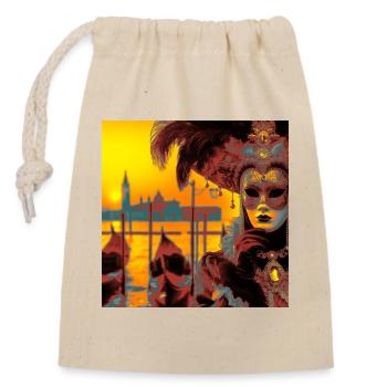 Venetian Carnival - Closable cotton gift bag (14x20cm) - nature - Front