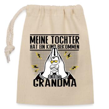 Endlich Oma – Lustiges Design für coole Omas - Verschließbarer Geschenkbeutel aus Baumwolle (14x20cm) - Natur - Vorne