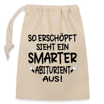 SCHULABSCHLUSS ABITUR 2026 ERSCHÖPFUNG - Verschließbarer Geschenkbeutel aus Baumwolle (14x20cm) - Natur - Vorne