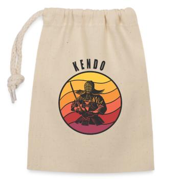 Retro Kendo Samurai Style - Closable cotton gift bag (14x20cm) - nature - Front