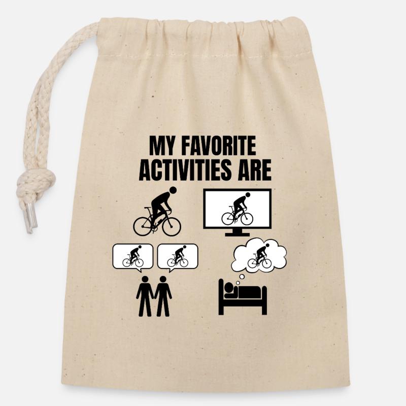 VELO/BIKE - MY FAVORITE ACTIVITIES ARE - Closable cotton gift bag (14x20cm) - nature