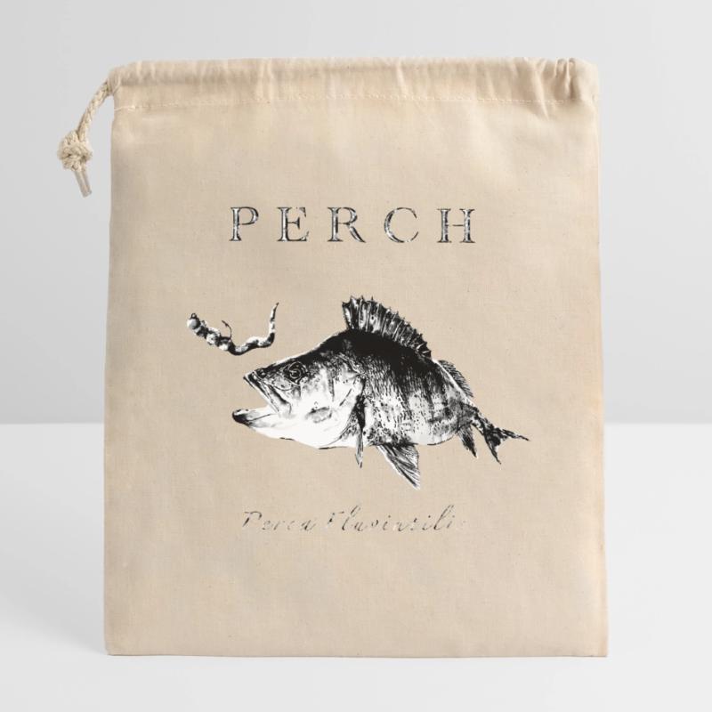 Perch Angler - Artificial lures for predatory fish Closable cotton gift bag (14x20cm)