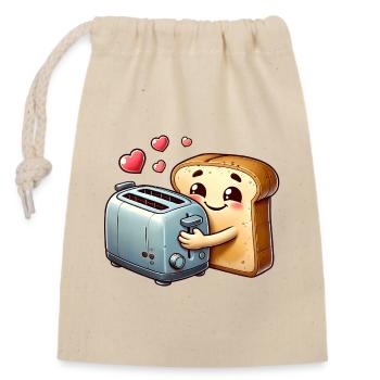 Toast Bread Loves Grille-pain - Sac cadeau en coton avec cordon (14 x 20 cm) - nature - Devant