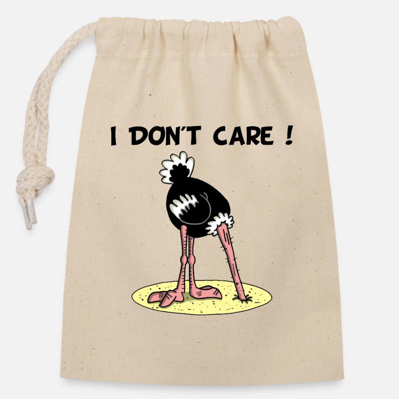 Autruche - Sac cadeau en coton avec cordon (14 x 20 cm) - nature
