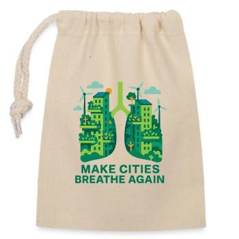 Urban Lungs - Closable cotton gift bag (14x20cm) - nature - Front