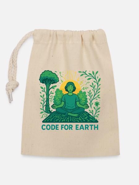 Code for Earth - Verschließbarer Geschenkbeutel aus Baumwolle (14x20cm) - Natur