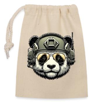 Panda Militär Armee Design - Verschließbarer Geschenkbeutel aus Baumwolle (14x20cm) - Natur - Vorne