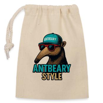 Antbeary Style Aardvark Cartoon - Closable cotton gift bag (14x20cm) - nature - Front