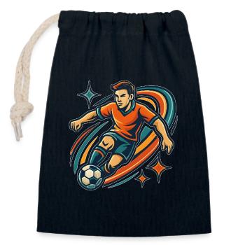 Dynamic Soccer Player Standing Design - Closable cotton gift bag (14x20cm) - navy - Front