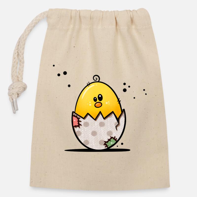 Hello chicks - Closable cotton gift bag (14x20cm) - nature