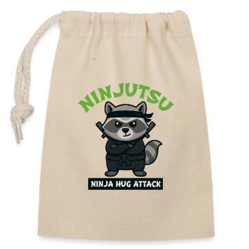 Waschbär Ninja Umarmungsangriff - Verschließbarer Geschenkbeutel aus Baumwolle (14x20cm) - Natur - Vorne