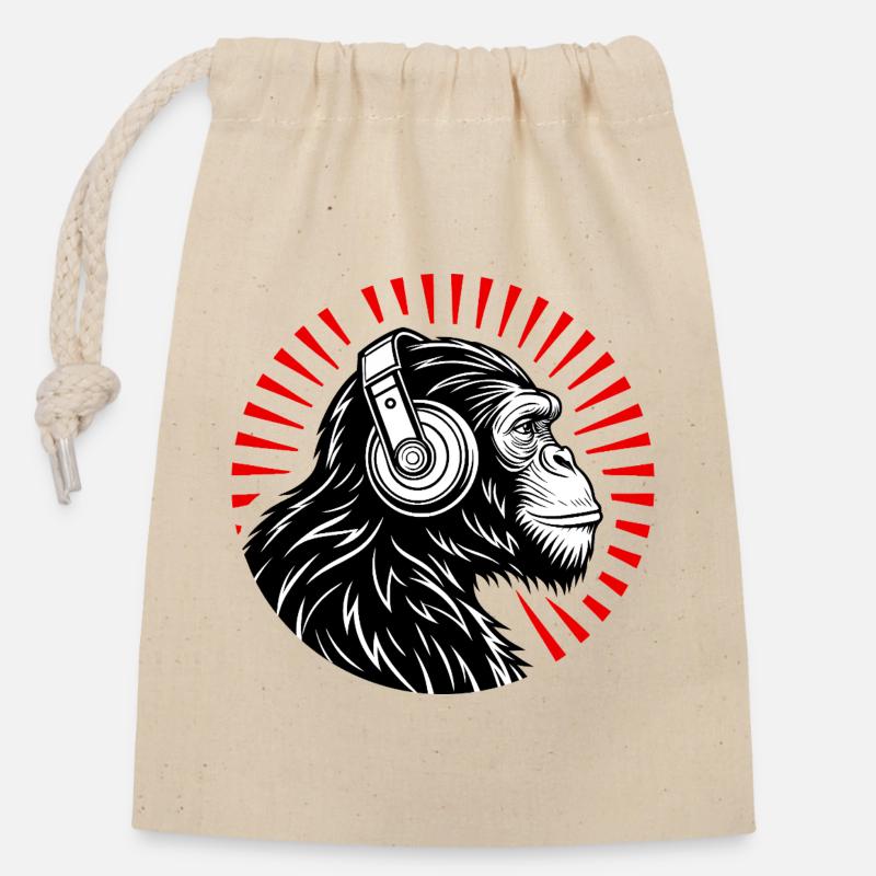 Groove Monkey – Le DJ de la nature - Sac cadeau en coton avec cordon (14 x 20 cm) - nature