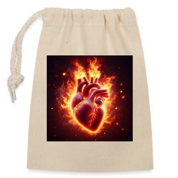 Burning Heart Design - Closable cotton gift bag (14x20cm) - nature - Front