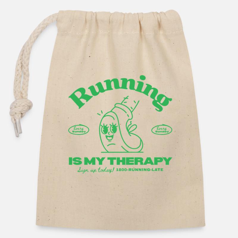Retro Running Love - Verschließbarer Geschenkbeutel aus Baumwolle (14x20cm) - Natur