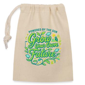 Grow Your Own Future - Closable cotton gift bag (14x20cm) - nature - Front