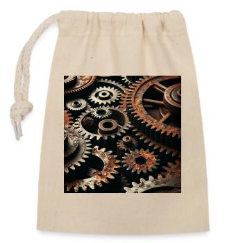 Mechanische Zahnräder Design - Verschließbarer Geschenkbeutel aus Baumwolle (14x20cm) - Natur - Vorne