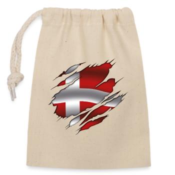 Flag of Denmark - Denmark - Torn Flag - Closable cotton gift bag (14x20cm) - nature - Front