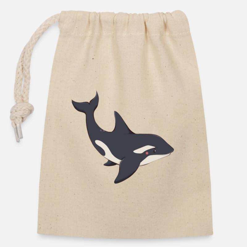 Orca - Verschließbarer Geschenkbeutel aus Baumwolle (14x20cm) - Natur