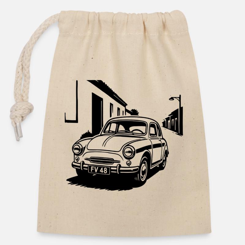 Alpenblech with heart - Closable cotton gift bag (14x20cm) - nature