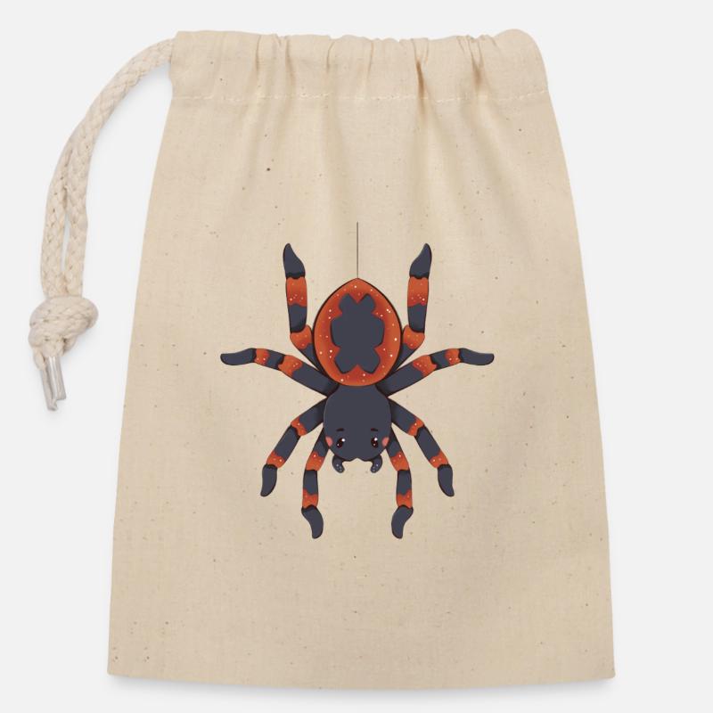 Spinne - Verschließbarer Geschenkbeutel aus Baumwolle (14x20cm) - Natur