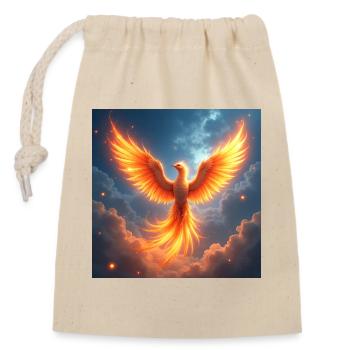 Krafttier Phoenix - Verschließbarer Geschenkbeutel aus Baumwolle (14x20cm) - Natur - Vorne