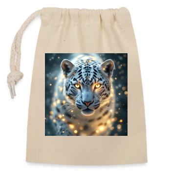 Power Animal White Leopard - Closable cotton gift bag (14x20cm) - nature - Front