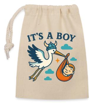 Arrivée du Viking Boy - Sac cadeau en coton avec cordon (14 x 20 cm) - nature - Devant