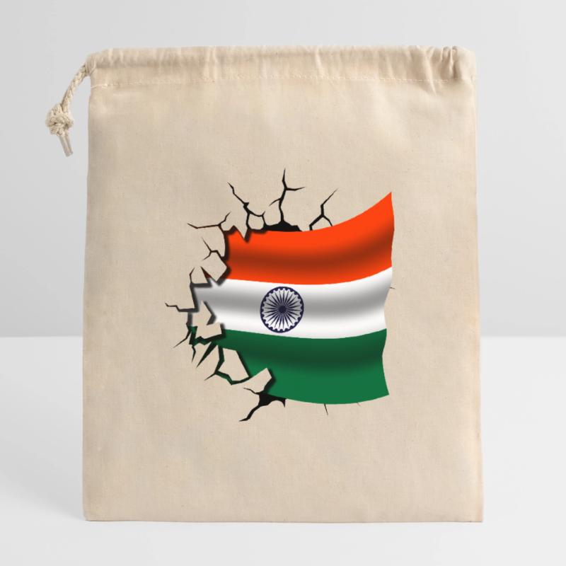 Drapeau de l’Inde - Inde - Drapeau Broken Design Sac cadeau en coton avec cordon (14 x 20 cm)