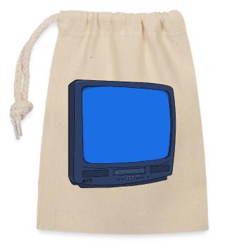 Tube TV magnétoscope Combo Lecteur VHS Télévision Nostalgique - Sac cadeau en coton avec cordon (14 x 20 cm) - nature - Devant