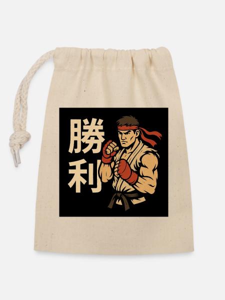 Japanese Fighter - Verschließbarer Geschenkbeutel aus Baumwolle (14x20cm) - Natur