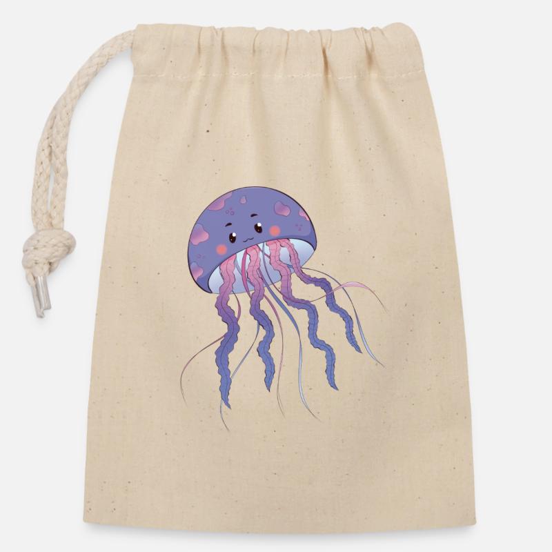 Méduse - Sac cadeau en coton avec cordon (14 x 20 cm) - nature