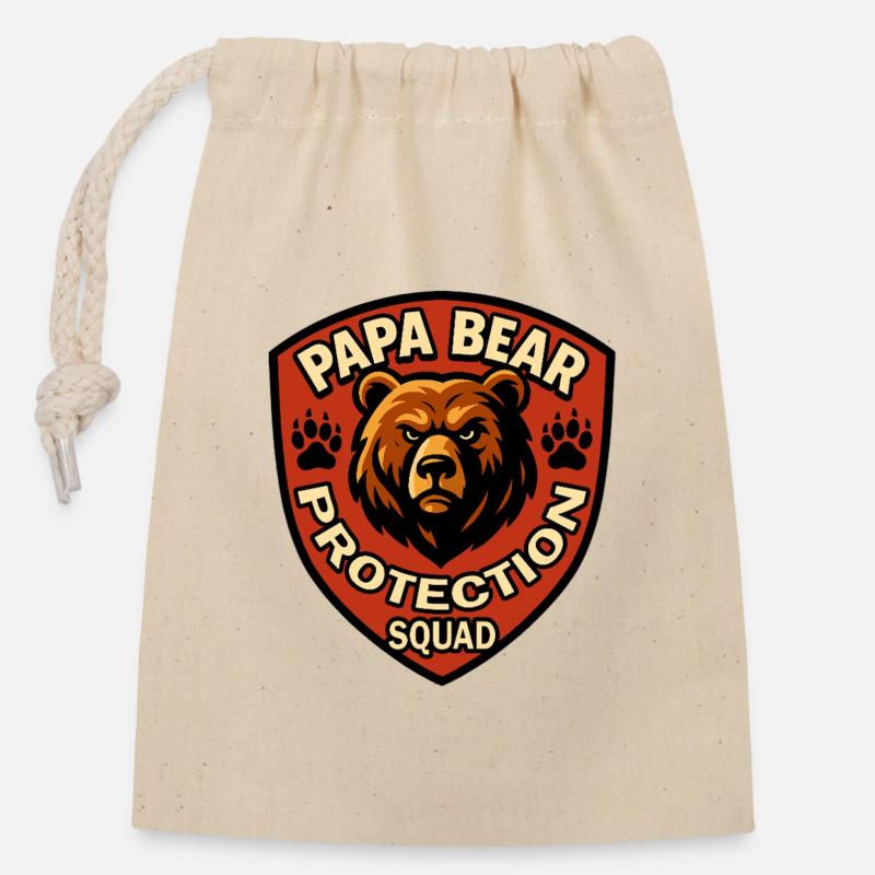 Papa Bear Protection Squad - Closable cotton gift bag (14x20cm) - nature