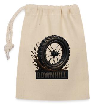 Downhill Mountainbike Reifen - Verschließbarer Geschenkbeutel aus Baumwolle (14x20cm) - Natur - Vorne