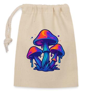 Neon mushroom group - Closable cotton gift bag (14x20cm) - nature - Front