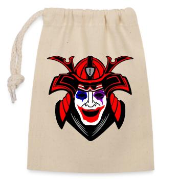 Happy Samurai with Menpo Mask - Closable cotton gift bag (14x20cm) - nature - Front