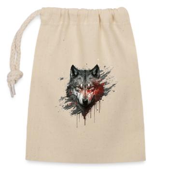 Loup de sang - Sac cadeau en coton avec cordon (14 x 20 cm) - nature - Devant