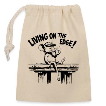 Little mouse Living on the edge - Closable cotton gift bag (14x20cm) - nature - Front