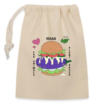 Vegan Burger - Closable cotton gift bag (14x20cm) - nature - Front