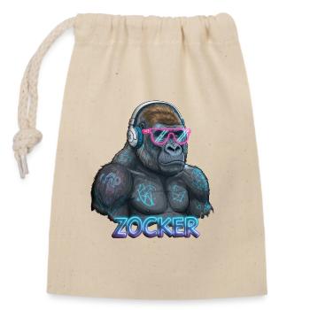 Zocker Gorilla - Verschließbarer Geschenkbeutel aus Baumwolle (14x20cm) - Natur - Vorne