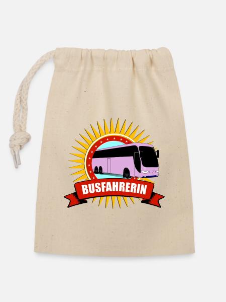 Busfahrerin Silhouette Muster - Verschließbarer Geschenkbeutel aus Baumwolle (14x20cm) - Natur