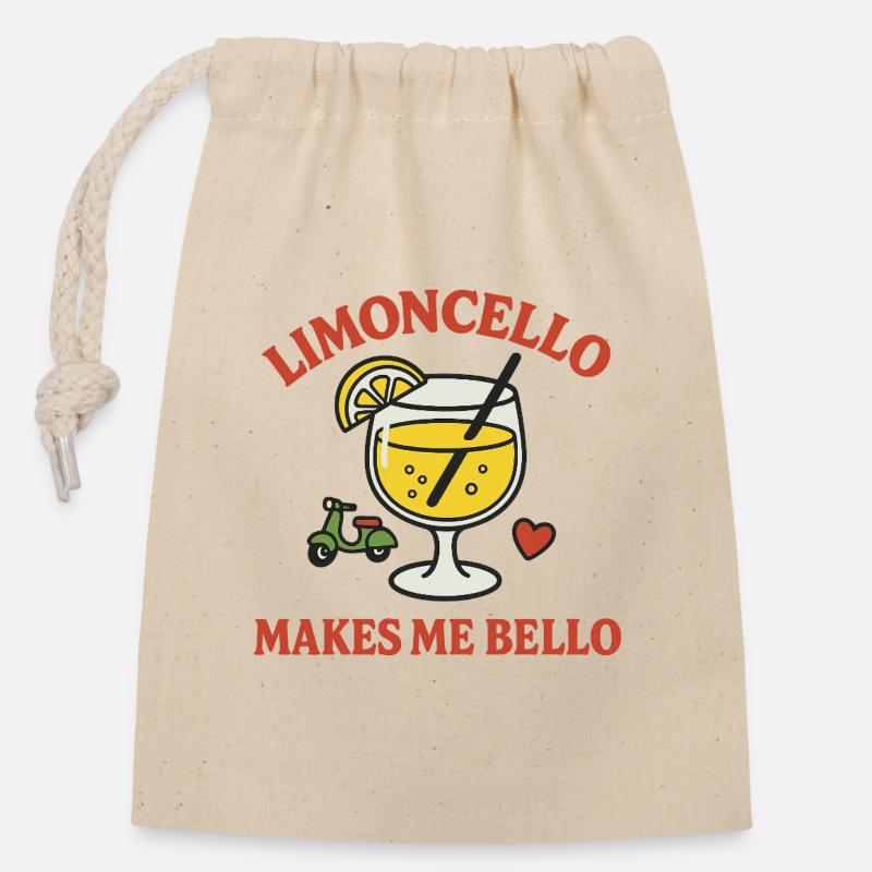 Limoncello Plaisir Illustration - Sac cadeau en coton avec cordon (14 x 20 cm) - nature