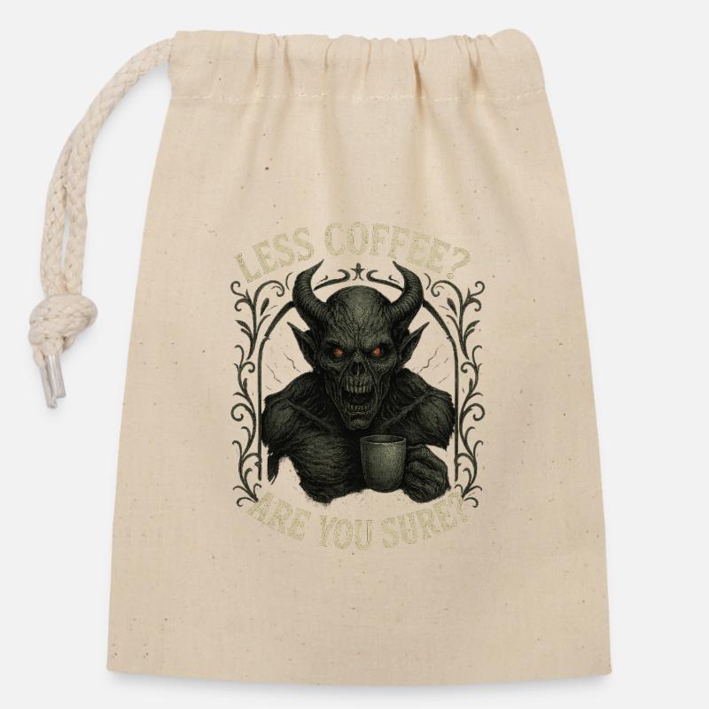 Café torréfié foncé Demon - Sac cadeau en coton avec cordon (14 x 20 cm) - nature