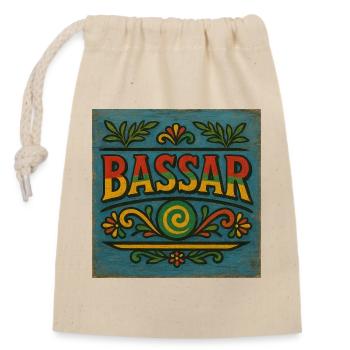 Vibrant Bassar Folk Pattern - Closable cotton gift bag (14x20cm) - nature - Front