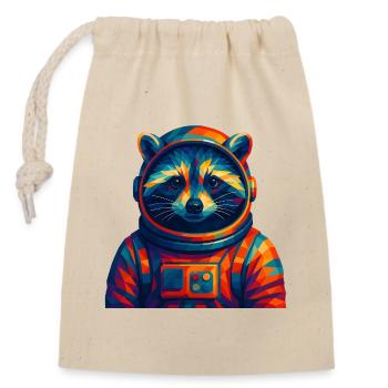 WPAP Stil Tiere - Astronauten Waschbär - Verschließbarer Geschenkbeutel aus Baumwolle (14x20cm) - Natur - Vorne