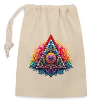 Flammenlotus Dreieck - Verschließbarer Geschenkbeutel aus Baumwolle (14x20cm) - Natur - Vorne
